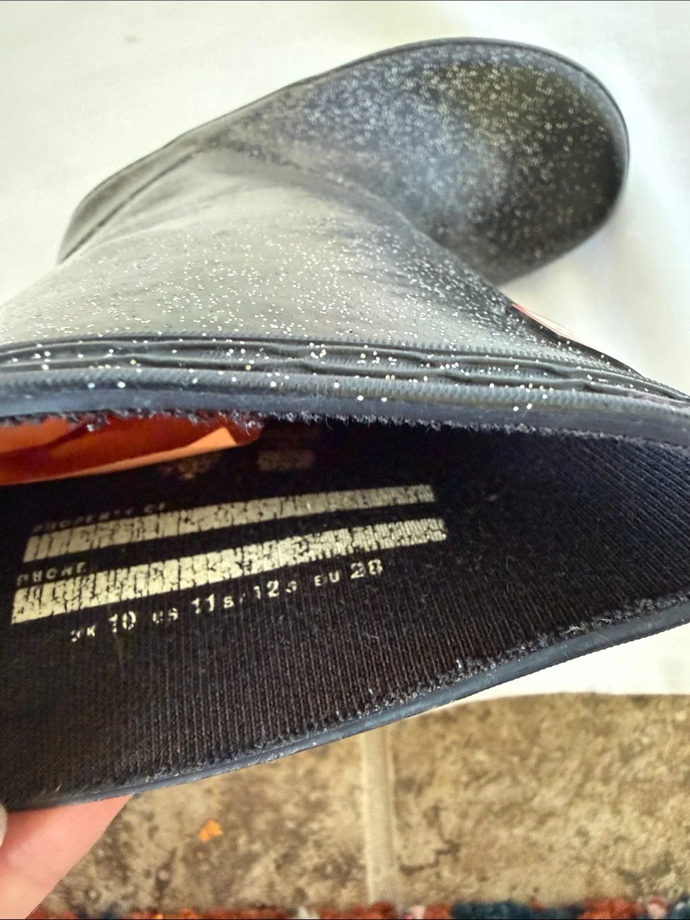 Hunter Black Glitter Children's Rain Boots